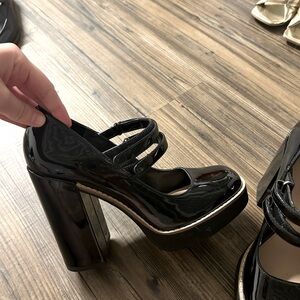 Steven Madden mary Jane heel in black — 4+in heel vegan leather